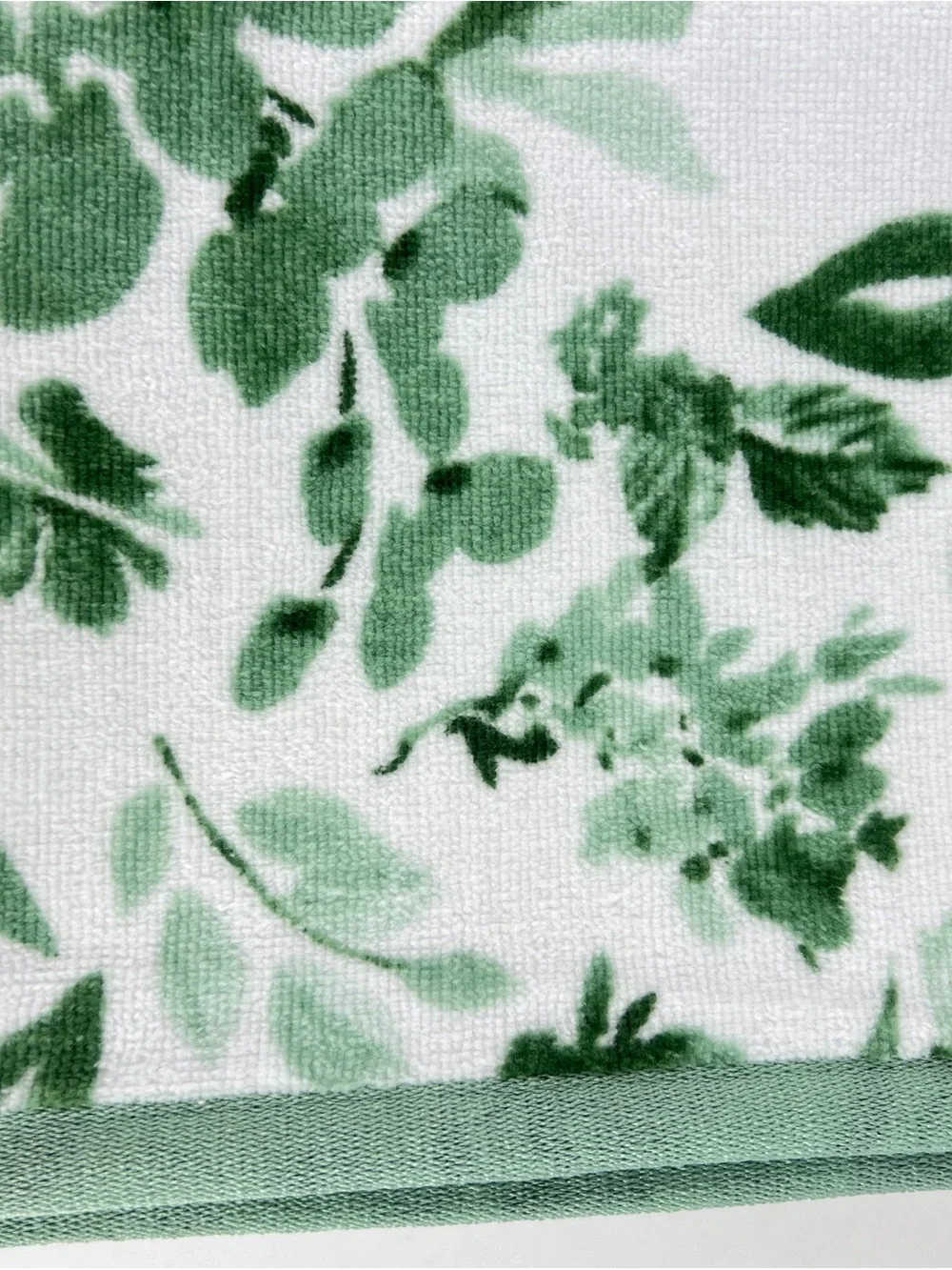 Papyrus Bath Towel Set Green White Floral Botanical Soft Cotton Velour 6 Pc NEW